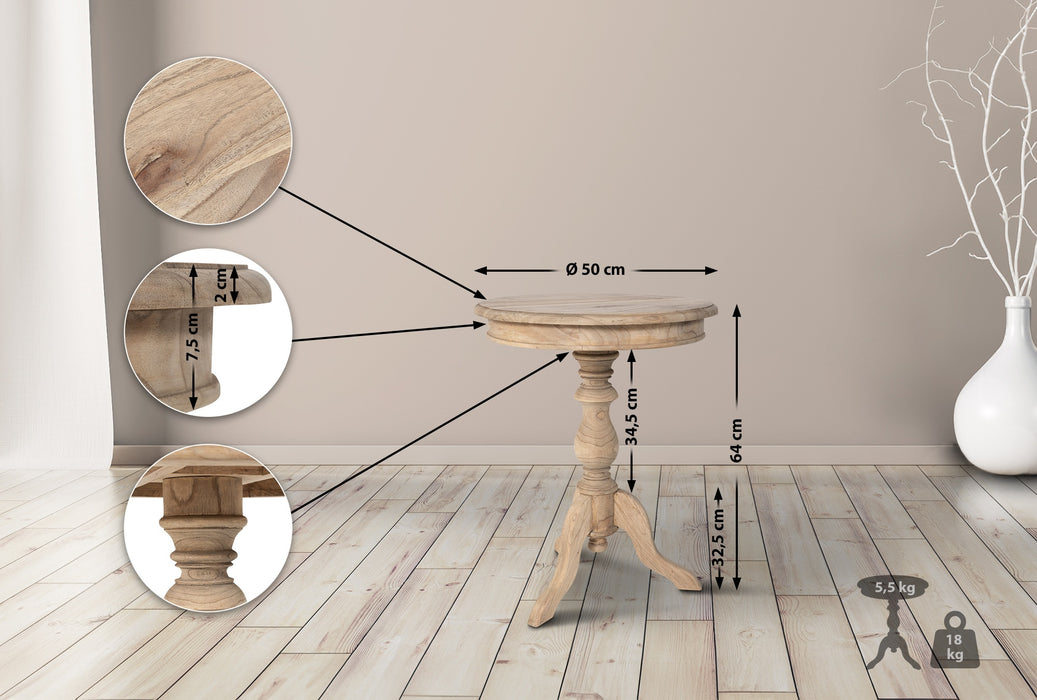 Wiva natur kör alakú kisasztal