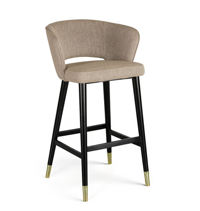 Azura bézs bársony steppelés nélküli mini bárszék, arany lábvég -Leértékelt