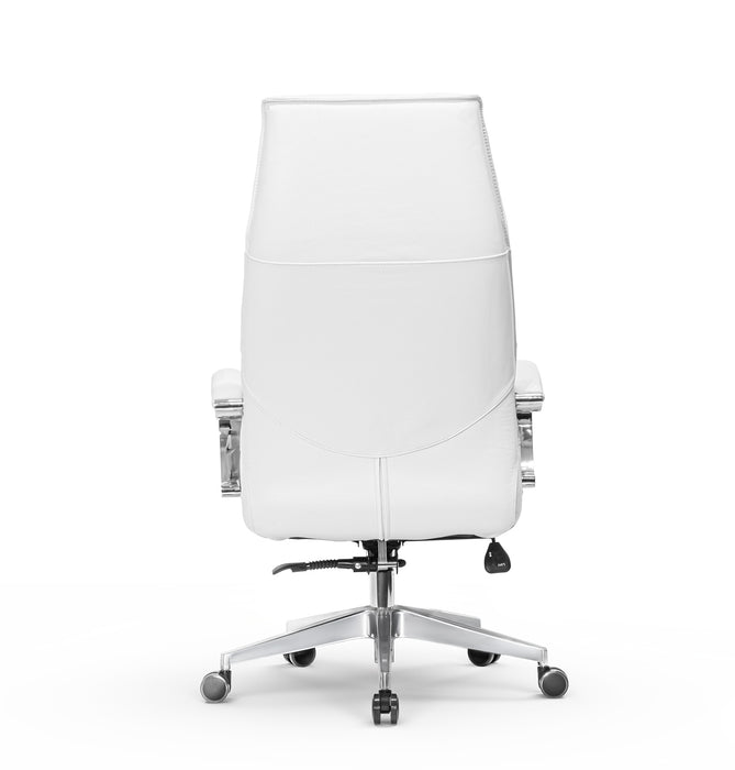 AFFI XXL valódi bőr nagy teherbírású irodaszék 200 KG-ig  Króm kartámasz, fém csillagtalp