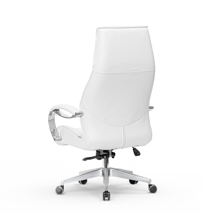 AFFI XXL valódi bőr nagy teherbírású irodaszék 200 KG-ig  Króm kartámasz, fém csillagtalp