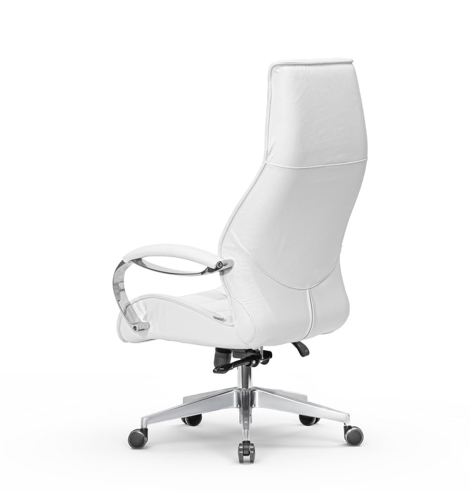 AFFI XXL valódi bőr nagy teherbírású irodaszék 200 KG-ig  Króm kartámasz, fém csillagtalp