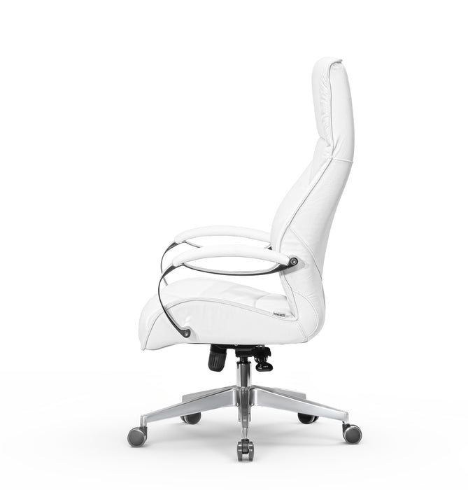 AFFI XXL valódi bőr nagy teherbírású irodaszék 200 KG-ig  Króm kartámasz, fém csillagtalp