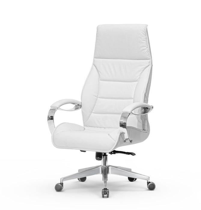 AFFI XXL valódi bőr nagy teherbírású irodaszék 200 KG-ig  Króm kartámasz, fém csillagtalp