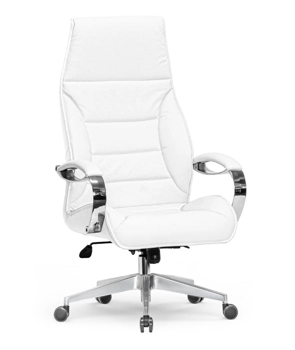 AFFI XXL valódi bőr nagy teherbírású irodaszék 200 KG-ig  Króm kartámasz, fém csillagtalp