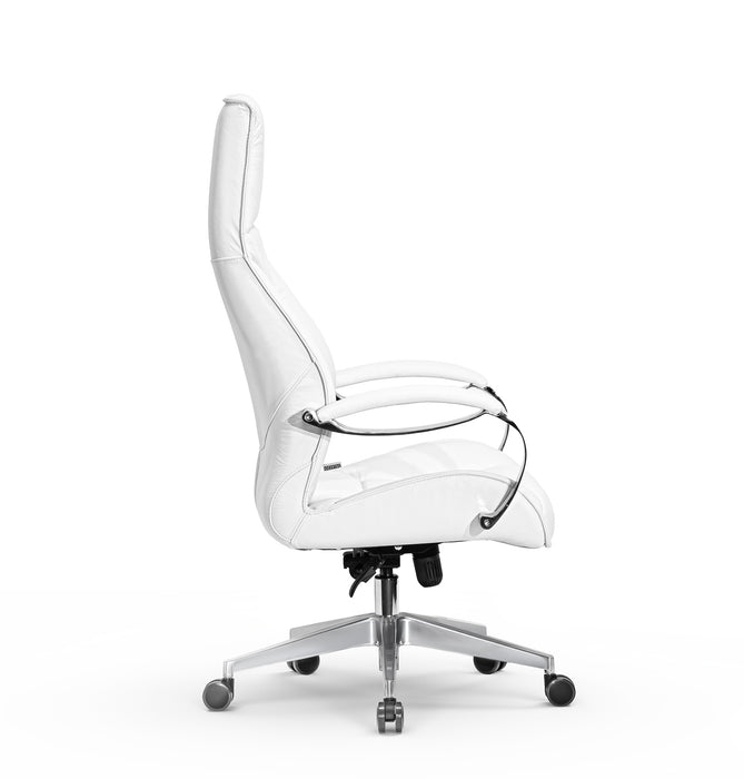 AFFI XXL valódi bőr nagy teherbírású irodaszék 200 KG-ig  Króm kartámasz, fém csillagtalp