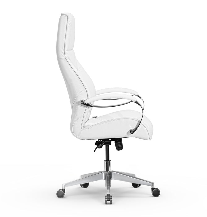 AFFI XXL valódi bőr nagy teherbírású irodaszék 200 KG-ig  Króm kartámasz, fém csillagtalp