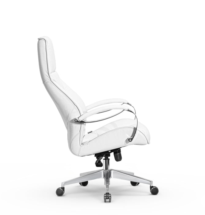 AFFI XXL valódi bőr nagy teherbírású irodaszék 200 KG-ig  Króm kartámasz, fém csillagtalp