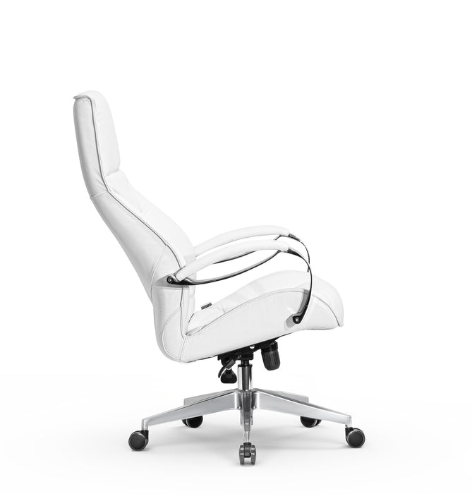 AFFI XXL valódi bőr nagy teherbírású irodaszék 200 KG-ig  Króm kartámasz, fém csillagtalp