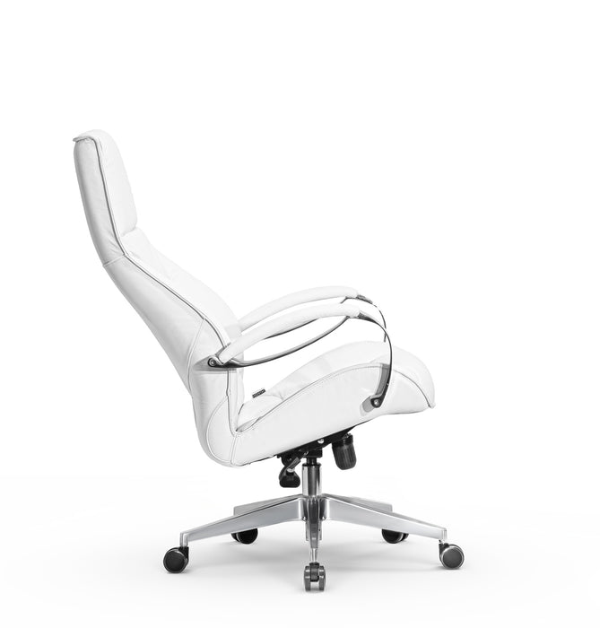 AFFI XXL valódi bőr nagy teherbírású irodaszék 200 KG-ig  Króm kartámasz, fém csillagtalp