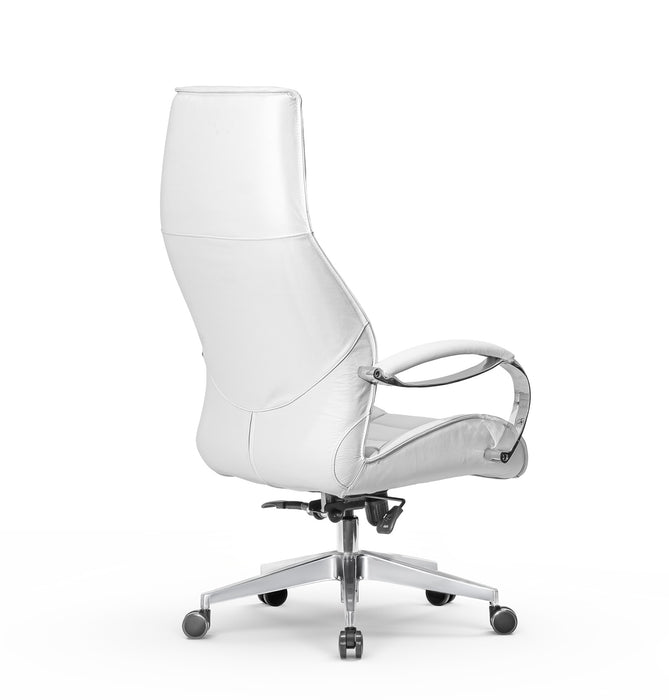 AFFI XXL valódi bőr nagy teherbírású irodaszék 200 KG-ig  Króm kartámasz, fém csillagtalp