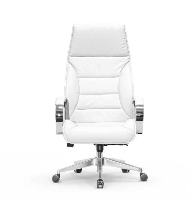 AFFI XXL valódi bőr nagy teherbírású irodaszék 200 KG-ig  Króm kartámasz, fém csillagtalp