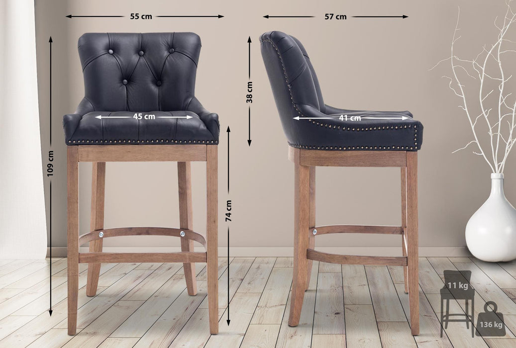 Buckingham mélytűzött valódi bőr bárszék