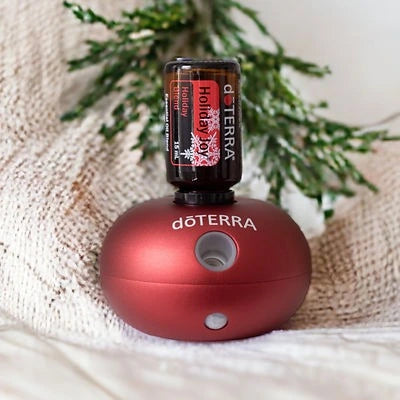 dōTERRA Bubble párologtató (rubinvörös) és Holiday Joy illóolaj