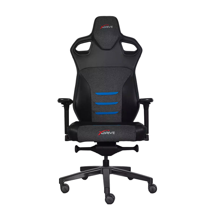 KARATAY Ergonomikus gamer szék, állítható nyakpárnával, 4D kartámasszal / kék betét
