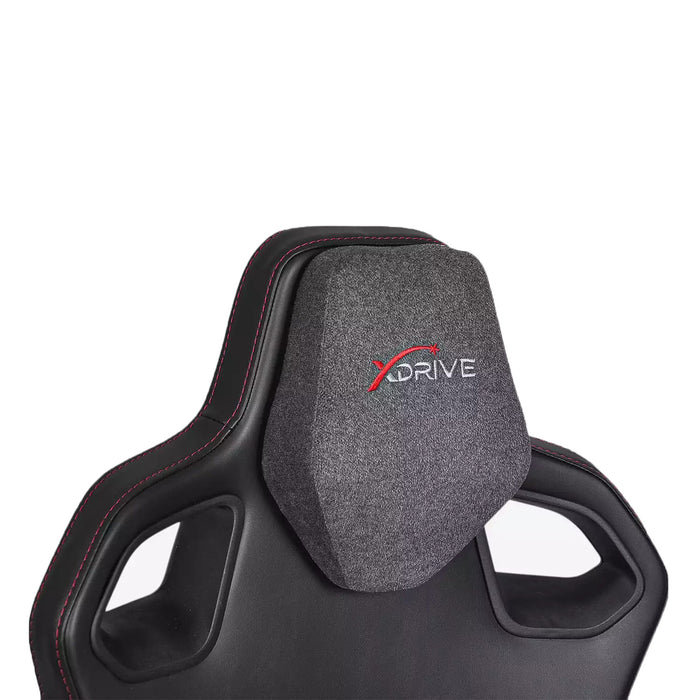 KARATAY Ergonomikus gamer szék, állítható nyakpárnával, 4D kartámasszal / piros betét
