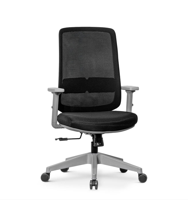 Mabelo ergonomikus irodai - tárgyaló forgószék állítható deréktámasszal, 2D karfa, 3D Air mesh háló, fekete/szürke