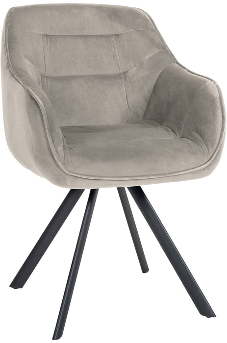 Russel_etkezoszek_vilagosszurke_barsony_huzattal_fekete_lab_forgathato_ules_fekete_fem_lab_Deluzzo