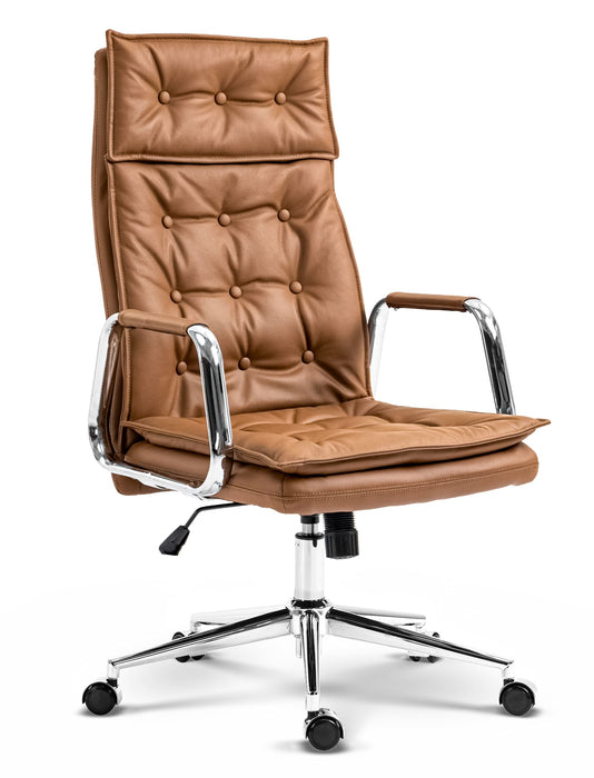 Sotira_barna_valodi_bor_ergonomikus_irodai_vezetoi_forgoszek_krom_csillagtalp_Deluzzo