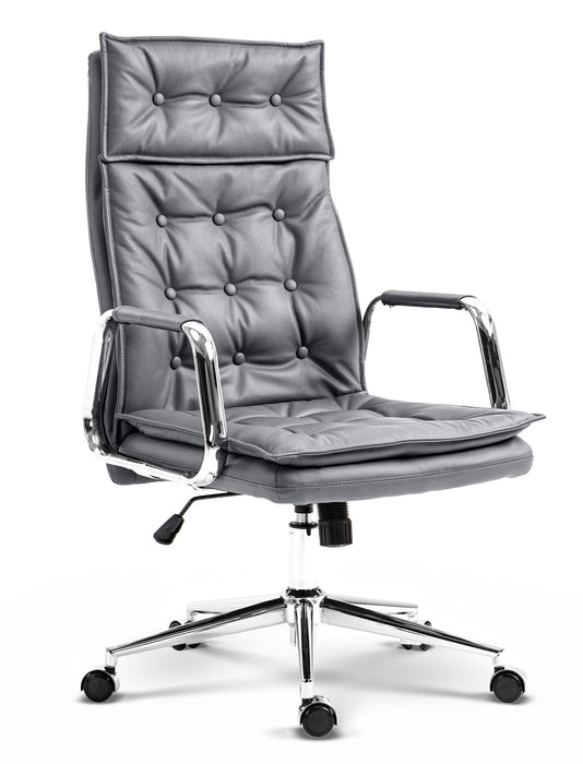 Sotira_szurke_valodi_bor_ergonomikus_irodai_vezetoi_forgoszek_krom_csillagtalp_Deluzzo