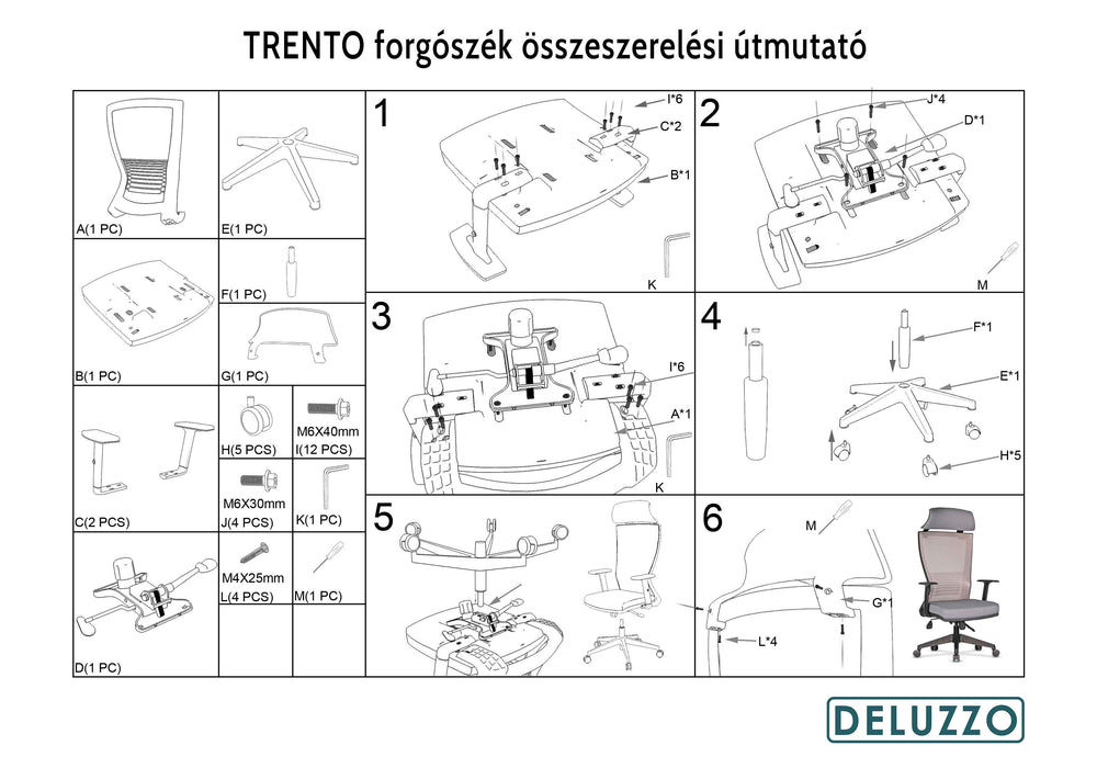 Trento ergonomikus irodai forgószék deréktámasszal, extra fejtámasszal, szövet