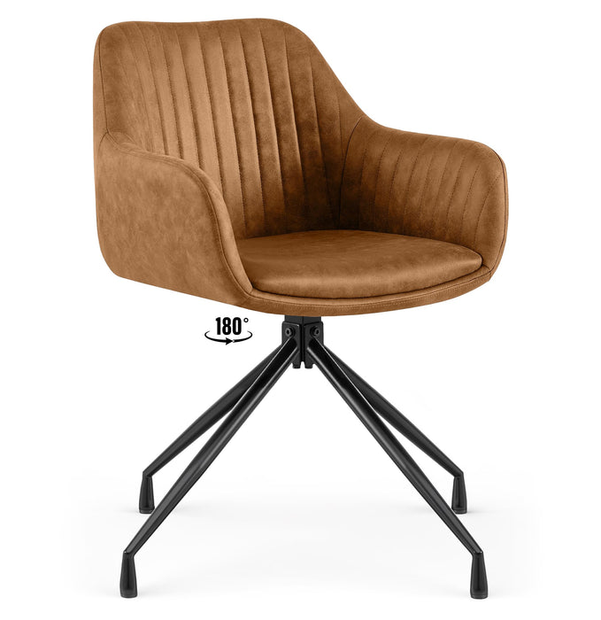 Welby_vintage_vilagosbarna_forgo_etkezo_szek_fekete_fem_lab_Deluzzo