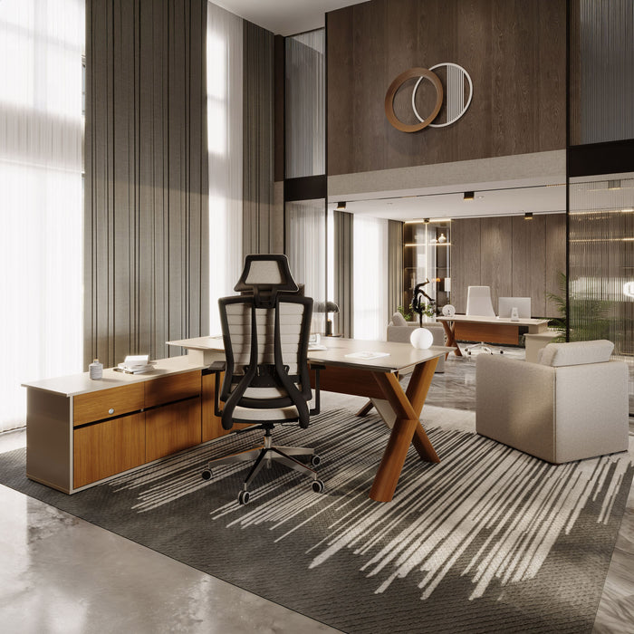 Wieno L-alakú íróasztal oldalkomóddal