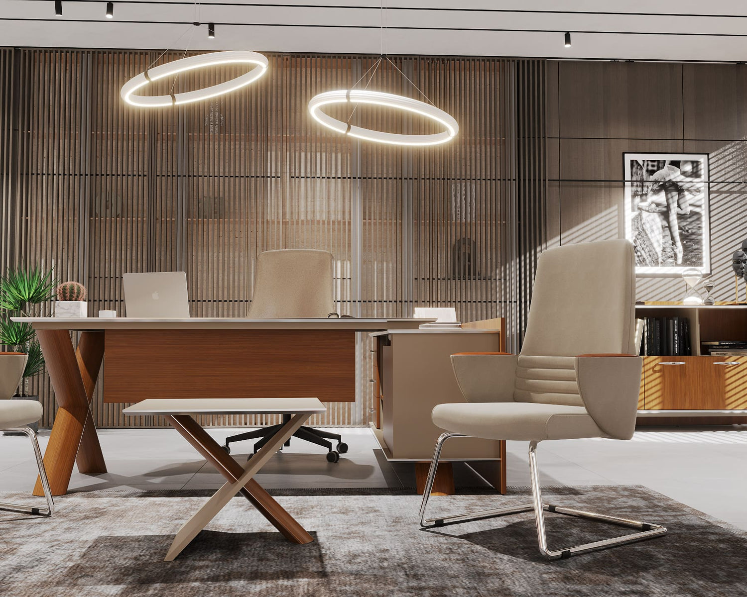 A Wieno vezetői irodabútor szett tartalma: