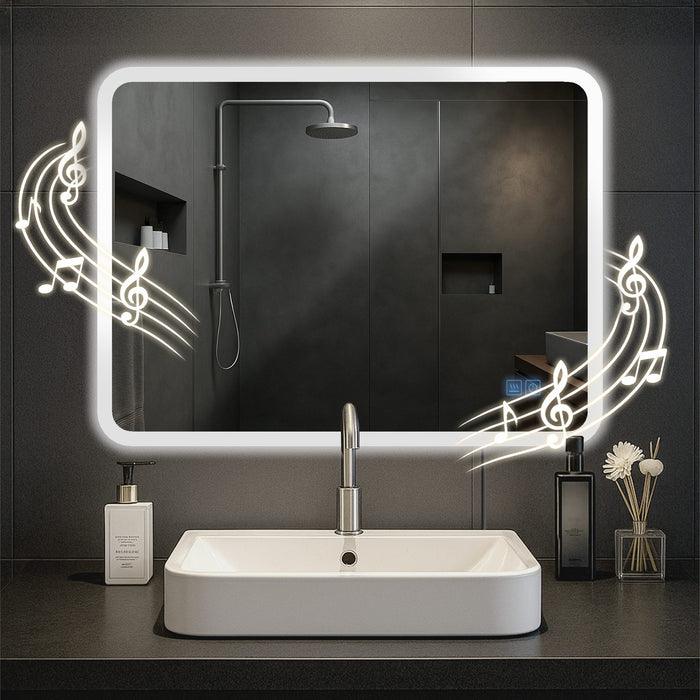 Jericho LED-es fürdőszobai tükör páramentesítővel, opcionális Bluetooth hangszóróval – Deluzzo