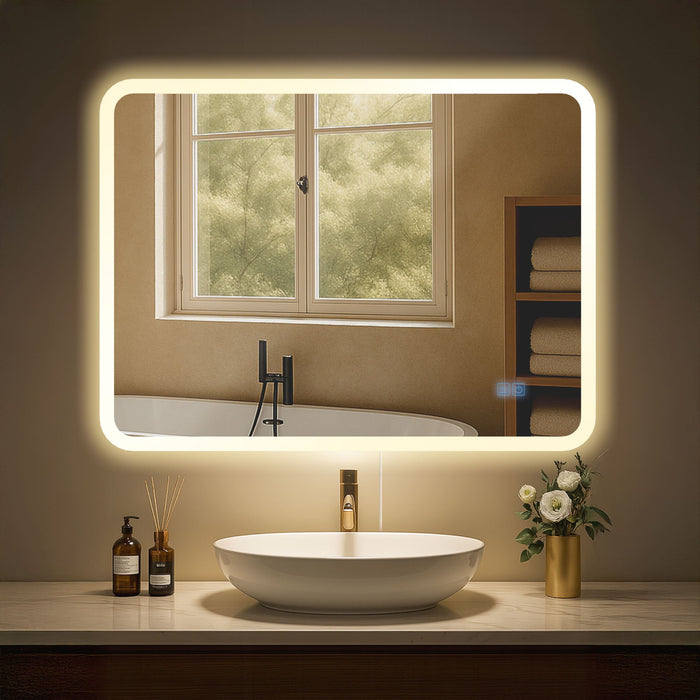 Jericho LED-es fürdőszobai tükör páramentesítővel, opcionális Bluetooth hangszóróval – Deluzzo