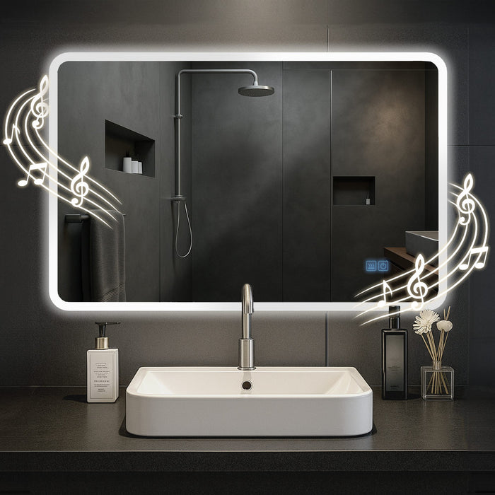 Jericho LED-es fürdőszobai tükör páramentesítővel, opcionális Bluetooth hangszóróval – Deluzzo