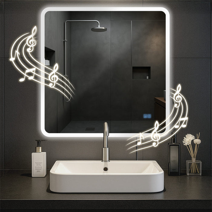 Jericho LED-es fürdőszobai tükör páramentesítővel, opcionális Bluetooth hangszóróval – Deluzzo