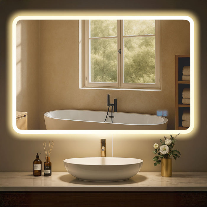 Jericho LED-es fürdőszobai tükör páramentesítővel, opcionális Bluetooth hangszóróval – Deluzzo