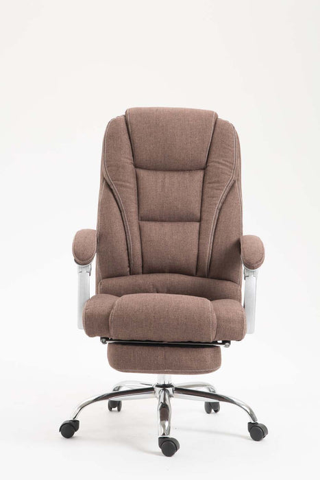 barna szövet irodai szék dönthető háttámlával, lábtartóval