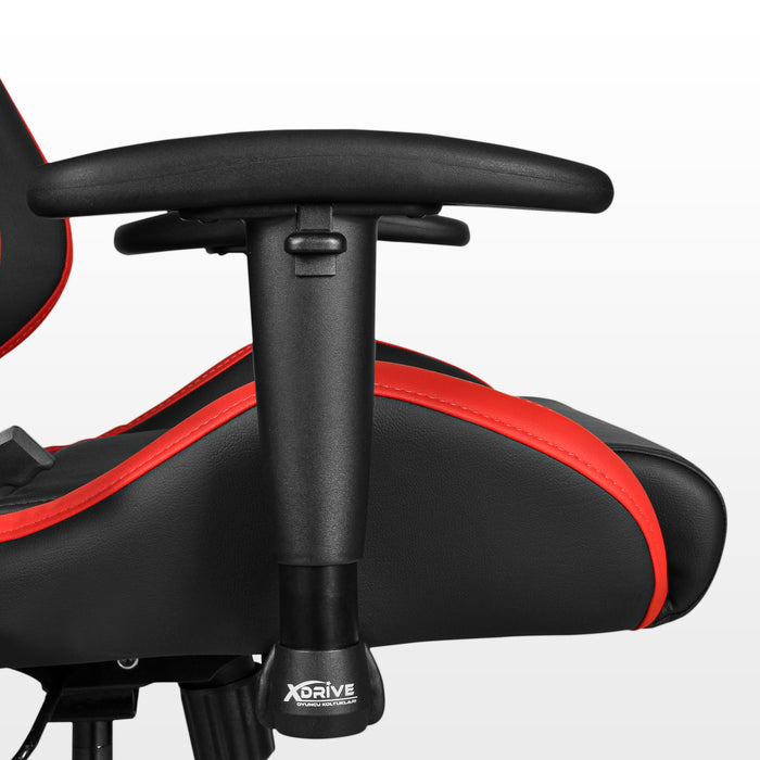 15LI Player gamer szék, nyak- és derékpárnával, 2D kartámasz - piros - fekete