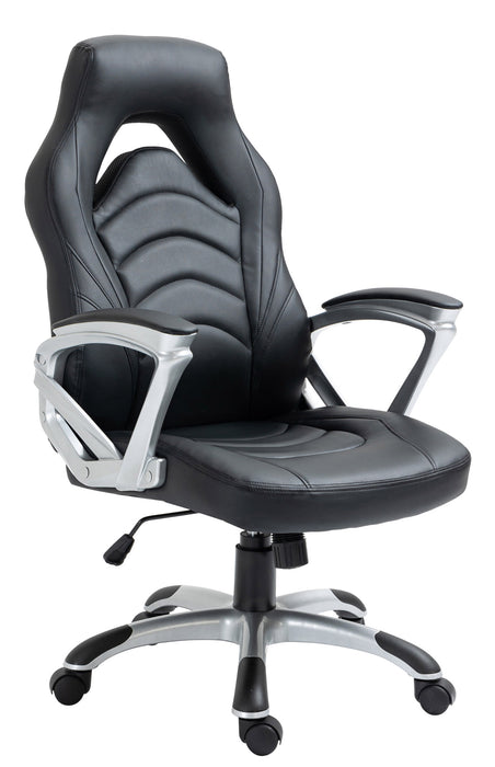 Foxton műbőr irodai szék, dönthető háttámlával- fekete/fekete