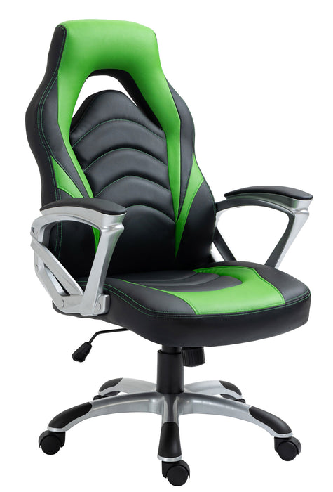 Foxton műbőr irodai szék, dönthető háttámlával- fekete/zöld