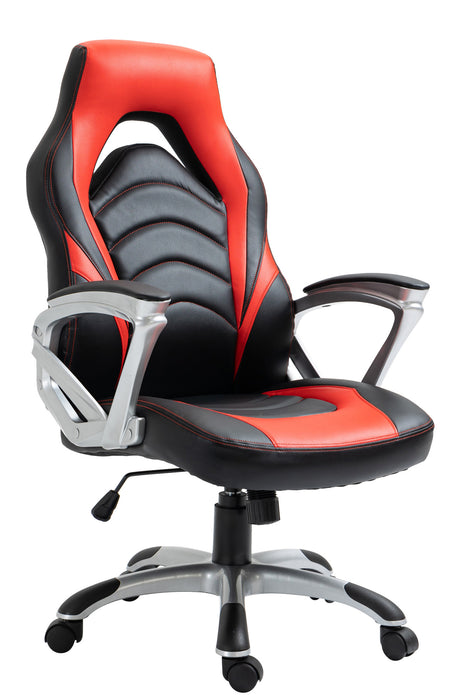 Foxton műbőr irodai szék, dönthető háttámlával- fekete/piros