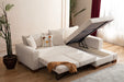 BELLA L-alakú ágyazható kanapé tárolóval, bézs színben