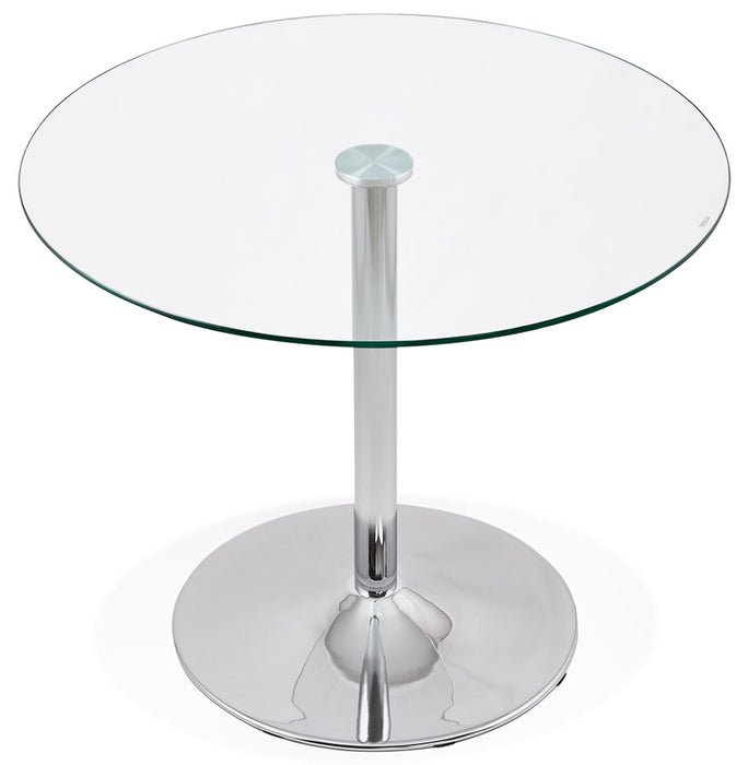 Euka kerek üveg étkezőasztal króm lábbal 90 cm átmérővel