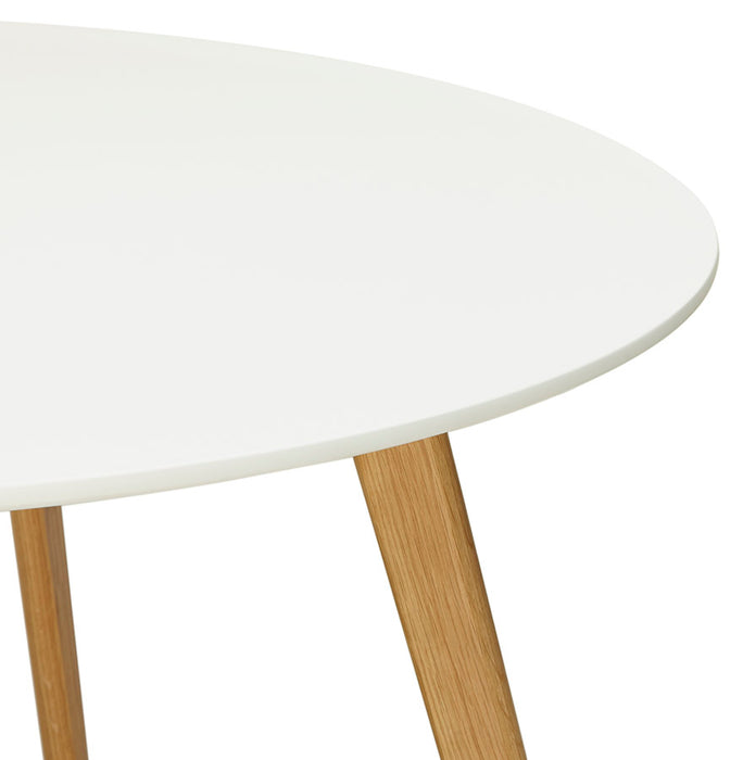 Camden kerek fehér étkezőasztal tömör tölgy lábakkal 120 cm átmérővel