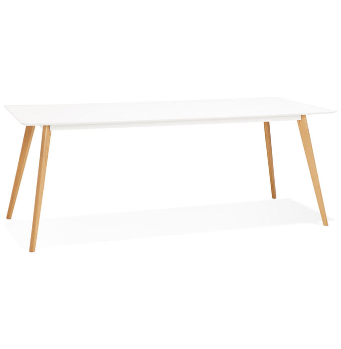 Sally fehér színű asztal, tölgyfa láb (90x200x75 cm)
