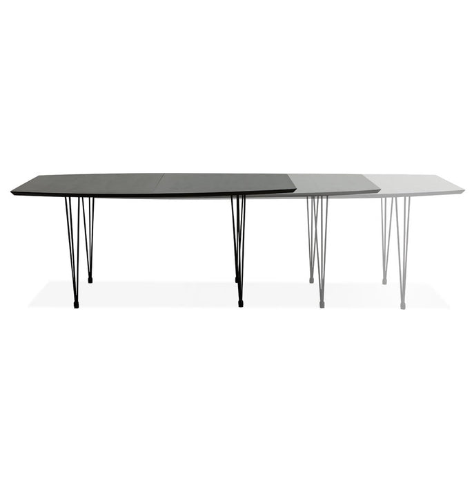 Strik 270 cm-ig bővíthető asztal fekete fa furnér lappal, fekete láb (100x170/270x74 cm)