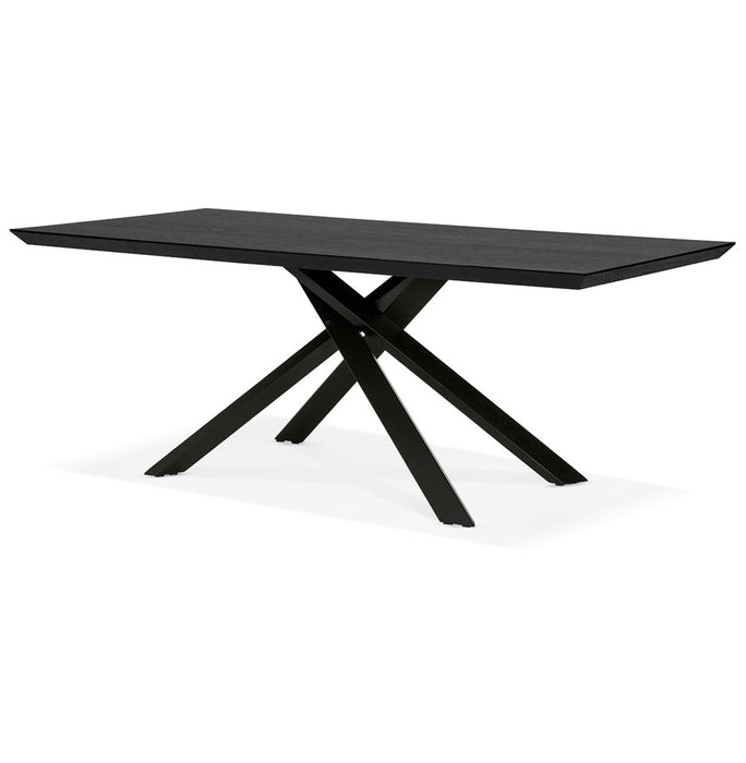 ROYAL 8 személyes fekete tölgy furnér étkezőasztal (100 x 200 x 75.5 cm) design lábazattal - Bemutatódarab