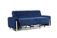 DANA Gold chesterfield stílusú kanapé, elektromosan ágyazható, sötétkék bársony