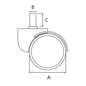 Padlo_gorgo_szett_irodai_szekhez_50 mm_kromozott_fem_takaroval_szürke / fekete_Deluzzo