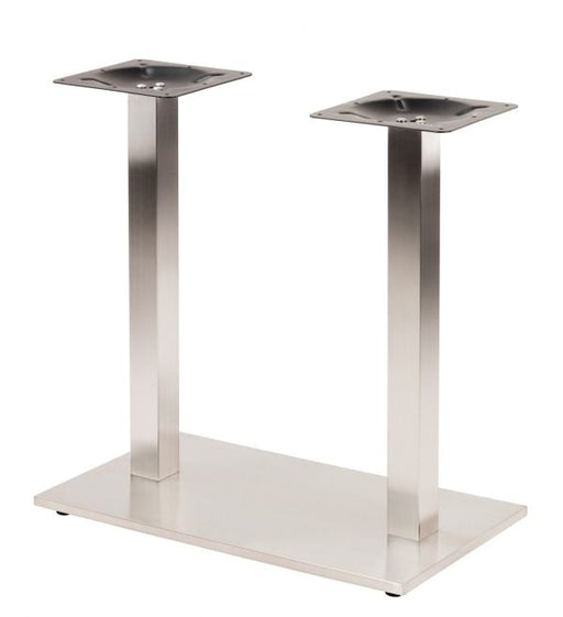 Rozsdamentes acél asztalláb, dupla oszlopos, négyzet alakú bázissal 71 cm magas