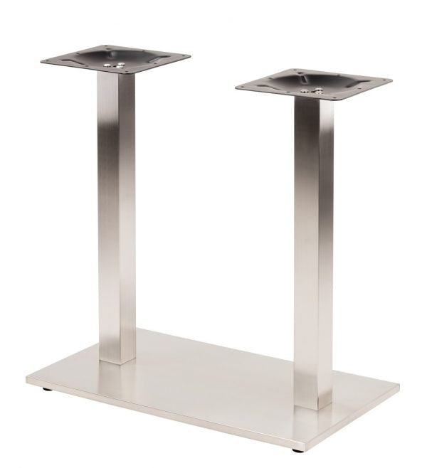 Rozsdamentes acél asztalláb, dupla oszlopos, négyzet alakú bázissal 71 cm magas