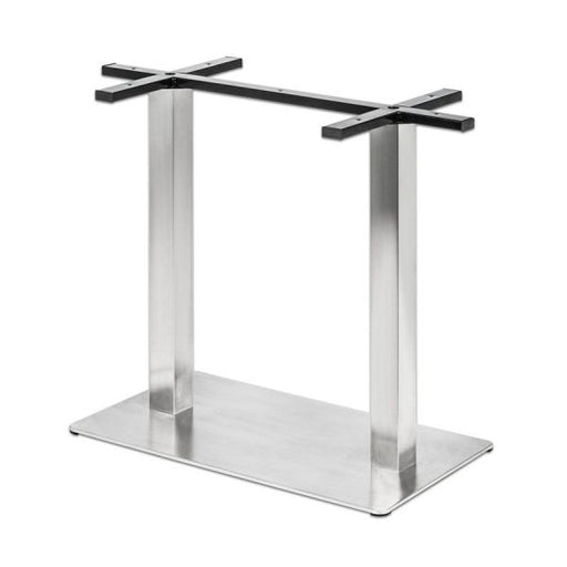 Rozsdamentes acél asztalláb, dupla oszlopos, négyzet alakú bázissal 72 cm magas