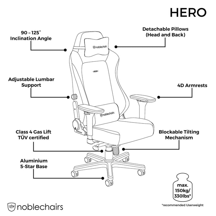 Noblechairs Hero valódi bőr gamer szék
